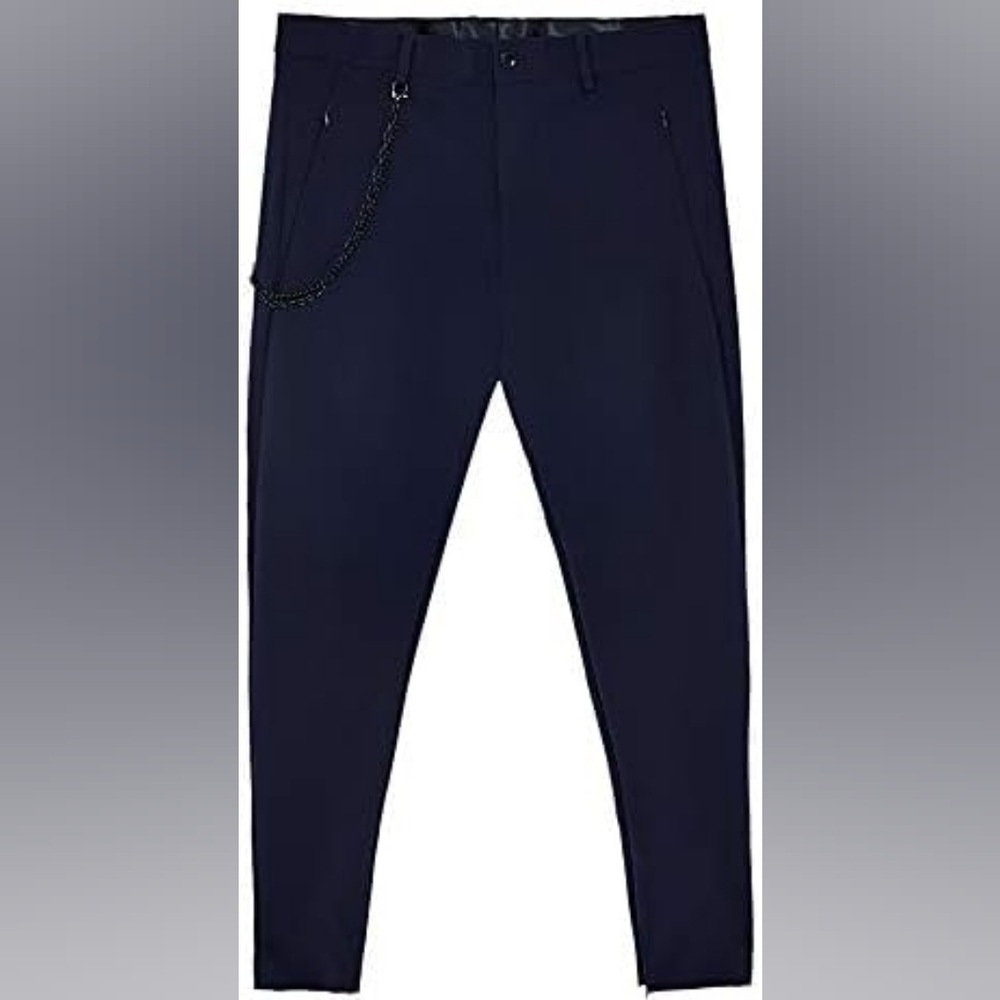 Zara Black Trousers with Subtle Chain Loop Accent